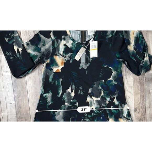Cupio Black Abstract Print Knit Swing Dress sz Medium Modern Colorful NWT - Picture 4 of 10